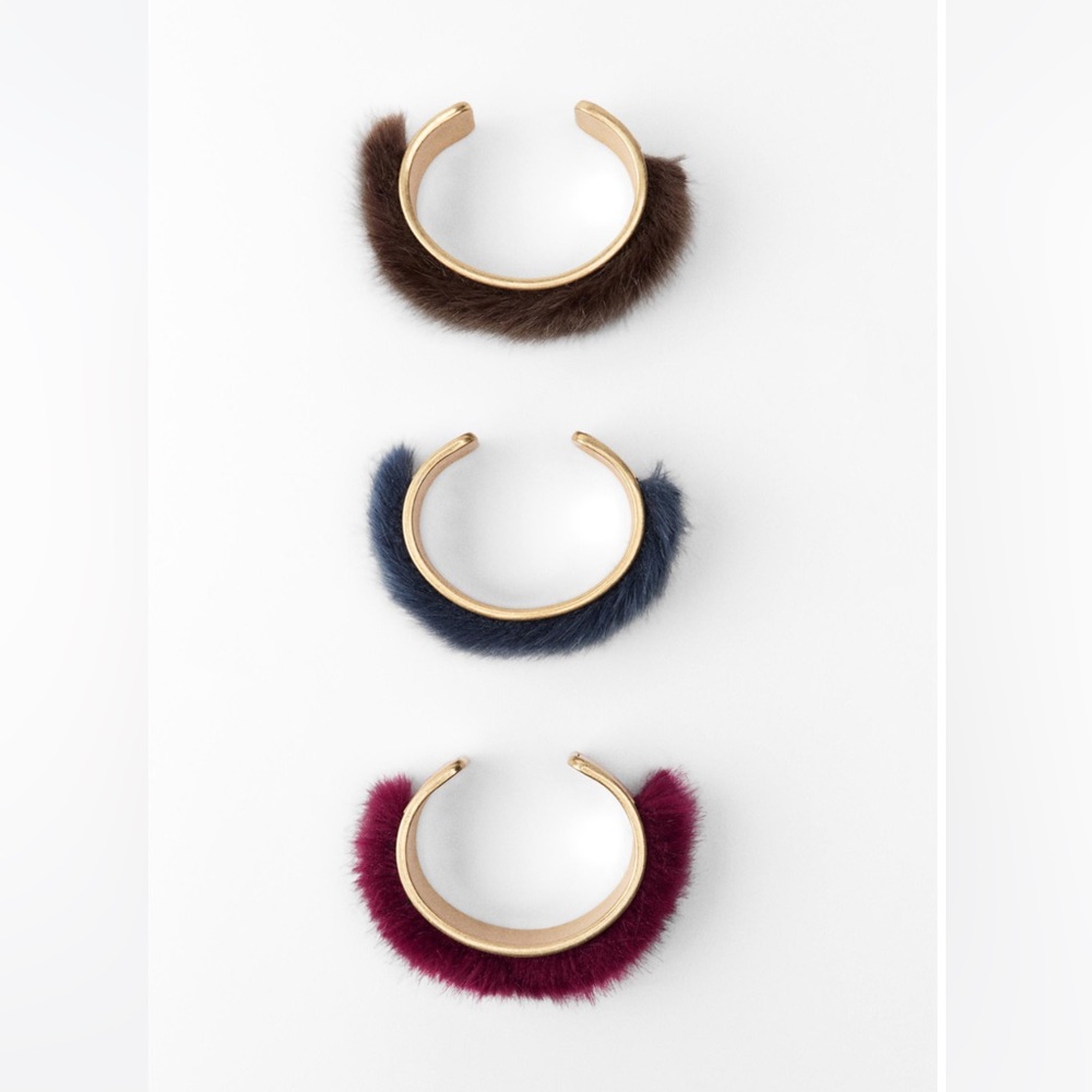 NWOT Zara Faux Fur Limited Edition Armband Bracelet Pack (Set of 3) - Multicolor